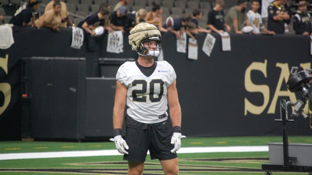 Pete Werner at Saints training camp in the Superdome.