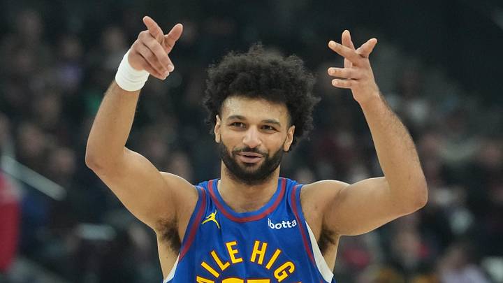 Feb 19, 2026; Inglewood, California, USA; Denver Nuggets guard Jamal Murray (27) reacts against the LA Clippers in the first half at Intuit Dome. Mandatory Credit: Kirby Lee-Imagn Images