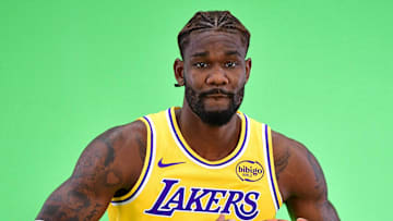 Sep 29, 2025; Los Angeles, CA, USA; Los Angeles Lakers center Deandre Ayton (5) during media day at UCLA Health Training Center. Mandatory Credit: Gary A. Vasquez-Imagn Images