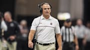 Aug 31, 2025; Atlanta, Georgia, USA; South Carolina Gamecocks head coach Shane Beamer on the sidelines against the Virginia Tech Hokies during the first half at Mercedes-Benz Stadium. Mandatory Credit: Dale Zanine-Imagn Images