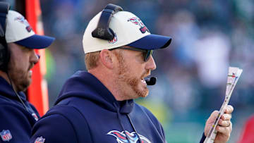 Tennessee Titans offensive coordinator Todd Downing during the second quarter at Lincoln Financial Field Sunday, Dec. 4, 2022, in Philadelphia, Pa.

Nfl Tennessee Titans At Philadelphia Eagles
