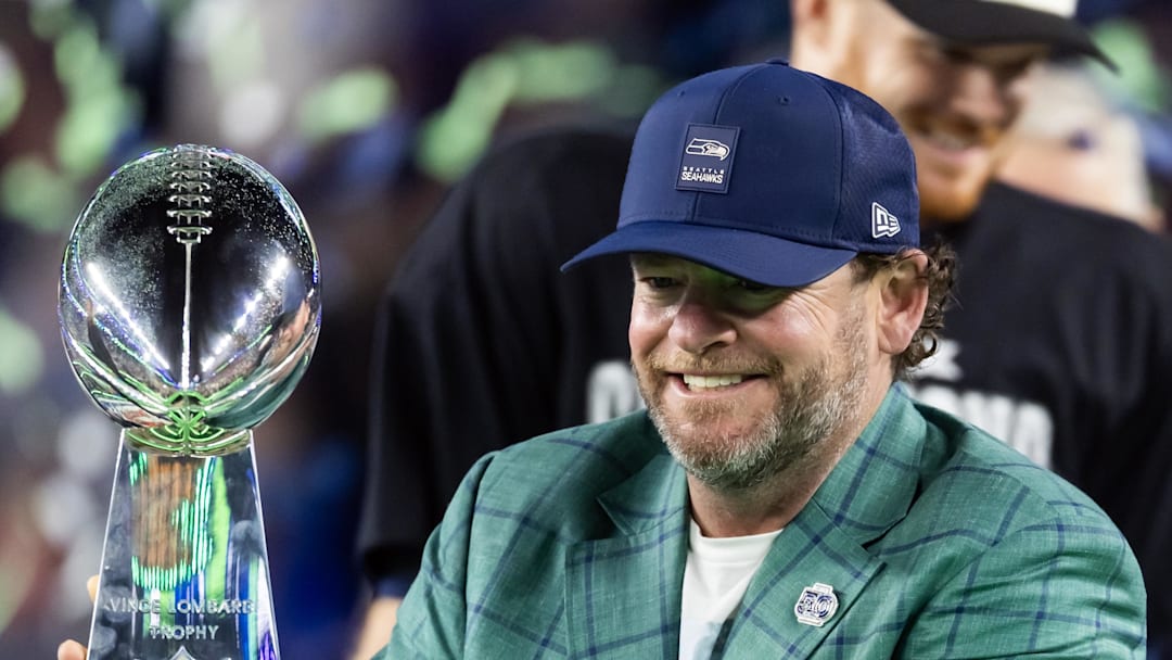 Seattle Seahawks general manager John Schneider celebrates Seattle Seahawks general manager John Schneider celebrates
