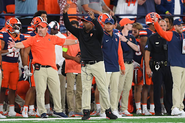 Brown gestures during the Orange's loss to the Cardinal.