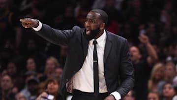 June 8, 2018; Cleveland, OH, USA; Cleveland Cavaliers center Kendrick Perkins (21) during the second quarter in game four of the 2018 NBA Finals against the Golden State Warriors at Quicken Loans Arena. The Warriors defeated the Cavaliers 108-85 to complete a four-game sweep. Mandatory Credit: Kyle Terada-Imagn Images