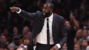 June 8, 2018; Cleveland, OH, USA; Cleveland Cavaliers center Kendrick Perkins (21) during the second quarter in game four of the 2018 NBA Finals against the Golden State Warriors at Quicken Loans Arena. The Warriors defeated the Cavaliers 108-85 to complete a four-game sweep. Mandatory Credit: Kyle Terada-Imagn Images