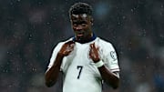 Bukayo Saka netted England’s opener against Serbia.
