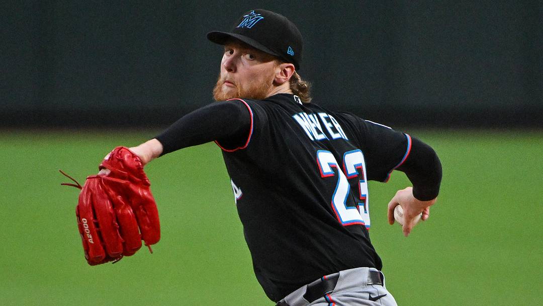 Miami Marlins starting pitcher Max Meyer. Miami Marlins starting pitcher Max Meyer.