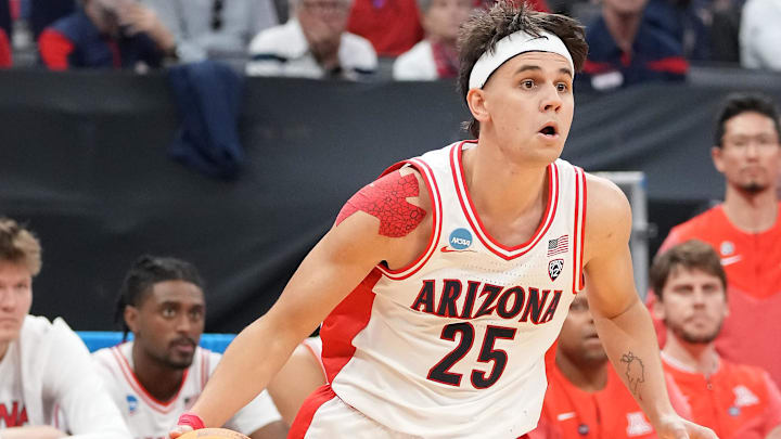 Kerr Kriisa (25) played his first three seasons of college basketball at Arizona. Kerr Kriisa (25) played his first three seasons of college basketball at Arizona.