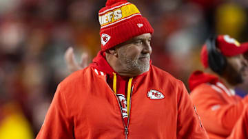 Kansas City Chiefs special teams coordinator Dave Toub against the Buffalo Bills in the AFC Championship game at GEHA Field at Arrowhead Stadium.