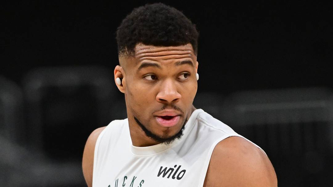Apr 10, 2025; Milwaukee, Wisconsin, USA;  Milwaukee Bucks forward Giannis Antetokounmpo (34) warms up before game against the New Orleans Pelicans at Fiserv Forum. Mandatory Credit: Benny Sieu-Imagn Images