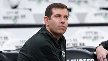 Apr 17, 2022; Boston, Massachusetts, USA; Boston Celtics President of Basketball Operations Brad Stevens
on the court sideline before the start of the first round against the Boston Celtics for the 2022 NBA playoffs at TD Garden. Mandatory Credit: David Butler II-Imagn Images