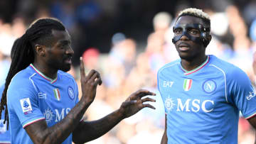 Andre-Frank Zambo Anguissa and Victor Osimhen of SSC Napoli...