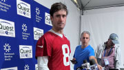 May 23, 2024: New York Giants QB Daniel Jones speaks to reporters following OTA #3.