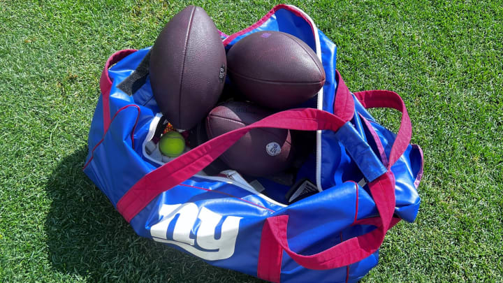 New York Giants bag of footballs