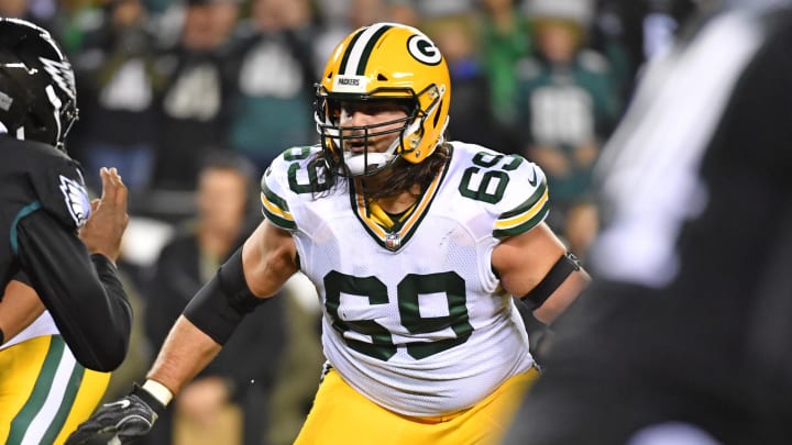 Nov 27, 2022; Philadelphia, Pennsylvania, USA; Green Bay Packers offensive tackle David Bakhtiari (69) against the Philadelphia Eagles at Lincoln Financial Field. Mandatory Credit: Eric Hartline-USA TODAY Sports