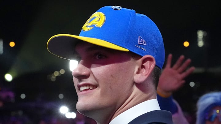 Apr 23, 2026; Pittsburgh, PA, USA; Alabama Crimson Tide quarterback Ty Simpson is selected by the Los Angeles Rams as the number 13 pick during the 2026 NFL Draft at Acrisure Stadium. Mandatory Credit: Kirby Lee-Imagn Images