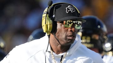 Oct 7, 2023; Tempe, Arizona, USA; Colorado Buffaloes head coach Deion Sanders walks the sidelines as his team takes on the ASU Sun Devils at Mountain America Stadium.