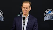 Orlando Magic president of basketball operations Jeff Weltman speaks during a press conference for the new Orlando Magic G-League stadium at Osceola Heritage Park. 