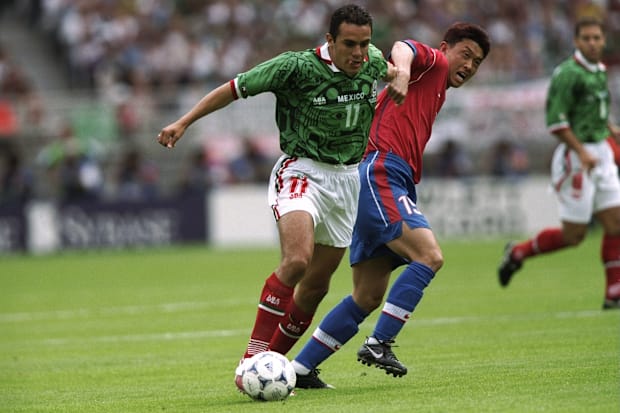 Cuauhtemoc Blanco in action for Mexico.