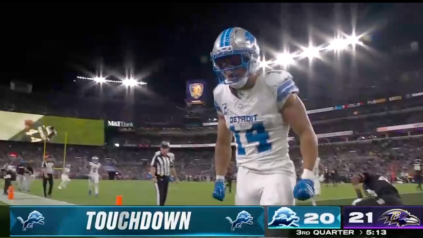 Amon-Ra St. Brown's NSFW Celebration Captured During Lions' MNF Win Over Ravens