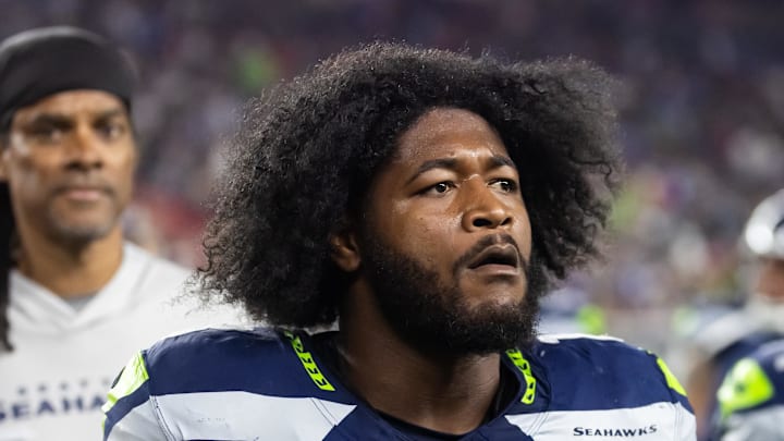 Seattle Seahawks linebacker Ernest Jones IV walks off the field