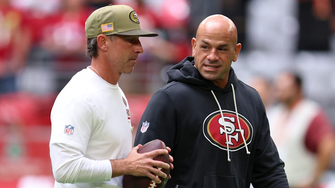San Francisco 49ers head coach Kyle Shanahan and defensive coordinator Robert Saleh San Francisco 49ers head coach Kyle Shanahan and defensive coordinator Robert Saleh