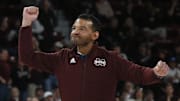 Mississippi State Bulldogs athletic director Zac Selmon is introduces during a timeout during the first half against the TCU Horned Frogs at Humphrey Coliseum.