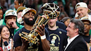 Jaylen Brown celebrate winning the NBA championship