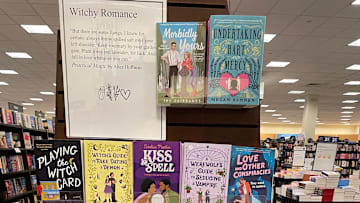 Witchy Romance books displayed at Barnes & Noble. Photographed by Kimberley Spinney