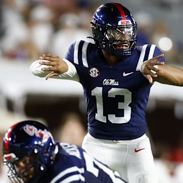 Mississippi Rebels quarterback Austin Simmons (13) 
