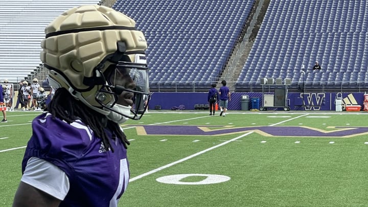 Justin Harrington, the Oklahoma transfer, participated in his first UW practice. 