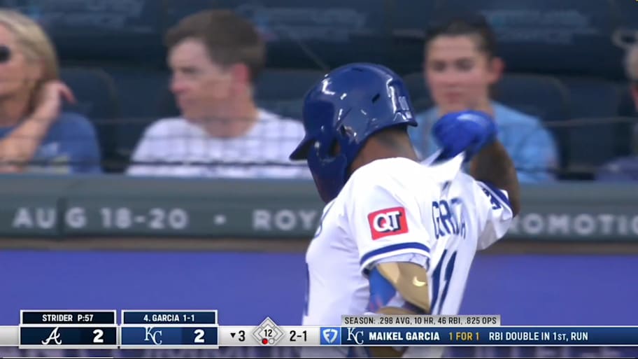 Maikel Garcia was attacked by a bee in the middle of an at-bat. | @JomboyMedia / X