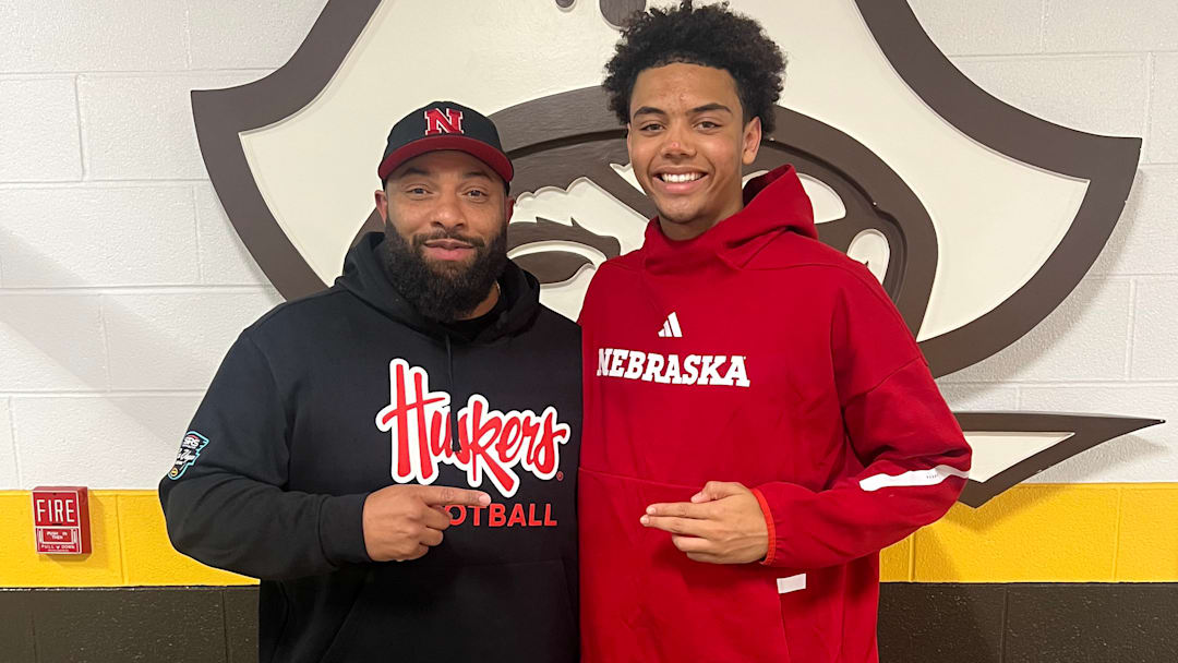 Nebraska commit Trae Taylor with running backs coach EJ Barthel