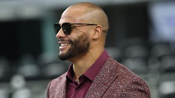 Dallas Cowboys quarterback Dak Prescott walks into the stadium before a game against the Kansas City Chiefs at AT&T Stadium. 