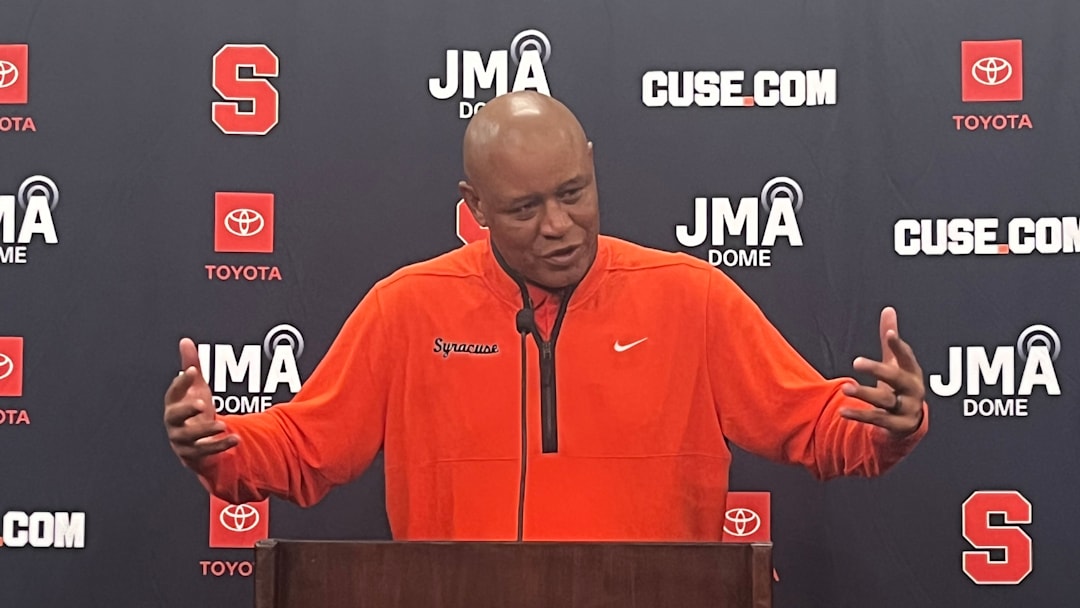 Head coach Adrian Autry speaking to the media after beating Tennessee