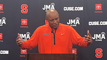 Head coach Adrian Autry speaking to the media after beating Tennessee