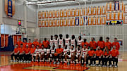 The 2025-26 Syracuse Men's Basketball team takes their official team picture.