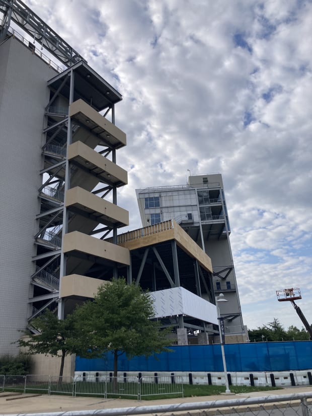 A gate is under construction at Penn State's Beaver Stadium.