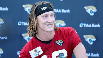 Jul 26, 2023; Jacksonville, FL, USA;  Jacksonville Jaguars quarterback Trevor Lawrence (16).