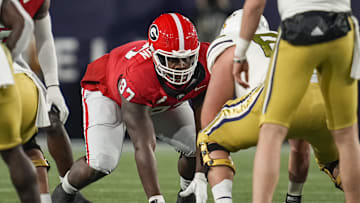 Nov 25, 2023; Atlanta, Georgia, USA; Georgia Bulldogs defensive lineman Warren Brinson (97) in action against the Georgia Tech Yellow Jackets during the second half at Hyundai Field. Mandatory Credit: Dale Zanine-USA TODAY Sports
