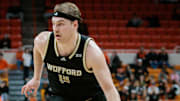 Wofford Terriers center Kyler Filewich drives to the basket during the second half against the Oklahoma State Cowboys at Gallagher-Iba Arena. 