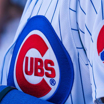 Feb 25, 2023; Mesa, Arizona, USA; A general view of Chicago Cubs uniform in the dugout during the second inning of a spring training game against the San Francisco Giants at Sloan Park. 