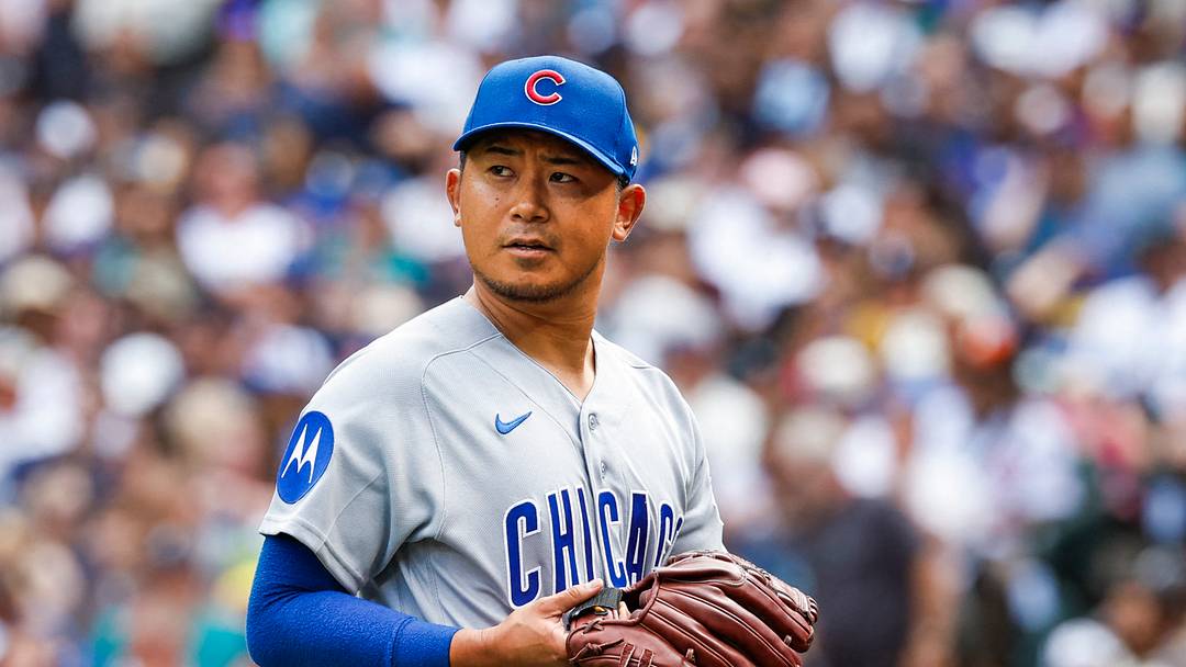 Aug 23, 2026; Seattle, Washington, USA; Chicago Cubs pitcher Shota Imanaga (18) walks to the dugout after being relieved for against the Seattle Mariners during the third inning at T-Mobile Park. Mandatory Credit: Joe Nicholson-Imagn Images