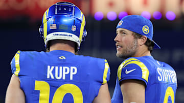Los Angeles Rams wide receiver Cooper Kupp (L) and quarterback Matthew Stafford (R)