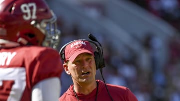 Apr 13, 2024; Tuscaloosa, AL, USA;  Alabama head coach Kalen DeBoer coaches his team during the A-Day scrimmage at Bryant-Denny Stadium. Mandatory Credit: Gary Cosby Jr.-USA TODAY Sports