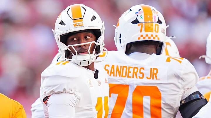 Tennessee quarterback Faizon Brandon (11) during a college football game between Tennessee and Arkansas at Donald W. Reynolds Razorback Stadium in Fayetteville, Ark., on Oct. 10, 2026.