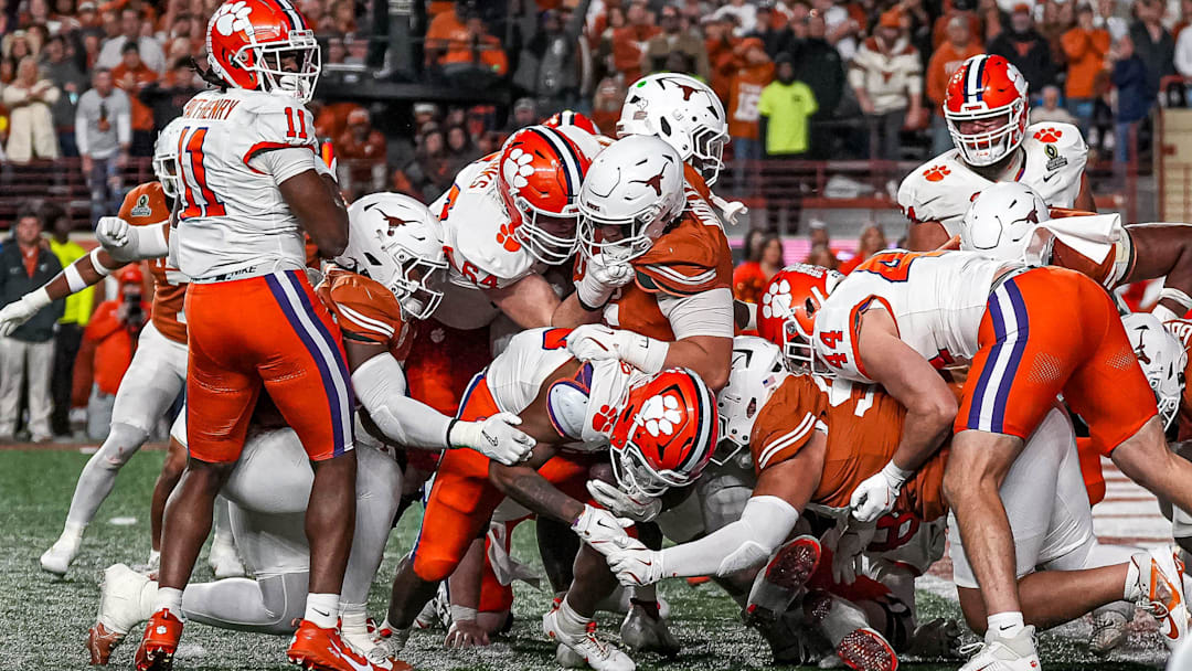 Clemson running back Keith Adams Jr. (19) is stopped on 4th and goal late in the fourth quarter of the game against the Texas Longhorns in the first round of the College Football Playoffs at Darrell K Royal-Texas Memorial Stadium on Saturday, Dec. 21, 2024.