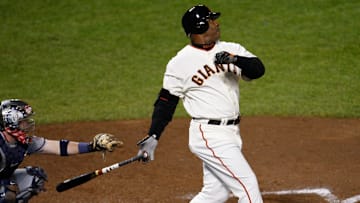 Barry Bonds hits home run number 756 off Nationals pitcher Mike Bacsik breaking Hank Aaron's all-time career home run record of 755 on Aug. 7, 2007.