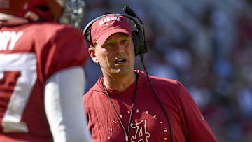 Apr 13, 2024; Tuscaloosa, AL, USA;  Alabama head coach Kalen DeBoer coaches his team during the A-Day scrimmage at Bryant-Denny Stadium. Mandatory Credit: Gary Cosby Jr.-USA TODAY Sports