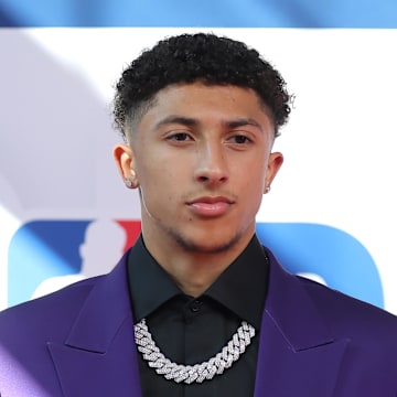 Jun 25, 2025; Brooklyn, NY, USA; Nique Clifford arrives before the first round of the 2025 NBA Draft at Barclays Center. Mandatory Credit: Brad Penner-Imagn Images